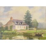 Leslie G Davie, The Lock Keepers Cottage, oil on canvas board, signed and dated '74, 29 x 39 cm