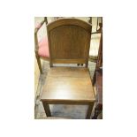 A set of four Gothic style pine hall chairs, and another pair of similar chairs (6)