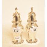 A pair of silver sugar casters, London 1965, approx. 12.5 ozt (2)