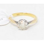 An 18ct gold and solitaire diamond ring, approx. ring size O Report by RB Stone is approx. 7 mm