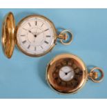 An 18ct gold hunter pocket watch, the enamel dial signed J Hargreaves & Co, Liverpool, Makers to the
