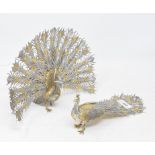 A pair of table ornaments, in the form of a peacock and a peahen (2)