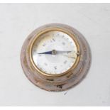 A miniature desk top compass, inlaid yellow and silver coloured metal decoration, 7 cm diameter