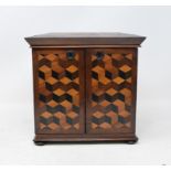 LOT WITHDRAWN: A Victorian Tunbridge ware table top rosewood cabinet, with geometric parquetry