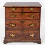 An early 19th century mahogany chest of two short and three long graduated drawers, on shaped