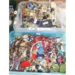 Assorted costume jewellery and a collection of thimbles (5 boxes)