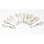 Twelve 19th century Scottish silver Old English pattern dessertspoons, initialled D beneath a