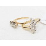 A 9ct gold and diamond dress ring, approx. ring size N, and another 9ct gold ring (2)