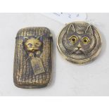 Two brass cat vesta cases Modern