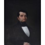 English school, 19th century, a head and shoulders portrait of a gentleman wearing black tie, oil on