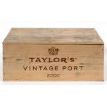 Six bottles of Taylor's vintage port, 2000, in own wooden case See illustration