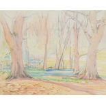 Sybil Travers, Early Spring Sherborne Park, watercolour, signed and dated 1925, 23 x 29 cm, three