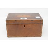 A George III mahogany tea caddy, the top inlaid a swan, 23 cm wide Report by RB Generally a nice