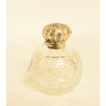 An Edwardian silver mounted cut glass scent bottle, of spherical form, Birmingham 1901, 10 cm high