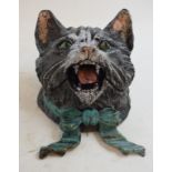 A novelty painted metal inkwell, in the form of a cat, 12 cm wide Modern