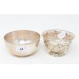 A silver pedestal bowl, with embossed decoration, Sheffield 1896, and another silver bowl, approx.