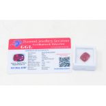 A cushion cut red natural ruby, 10.0ct, with GGL certificate
