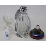 A Lalique frosted and clear glass scent bottle, the stopper in the form of a dove, 10 cm high, and