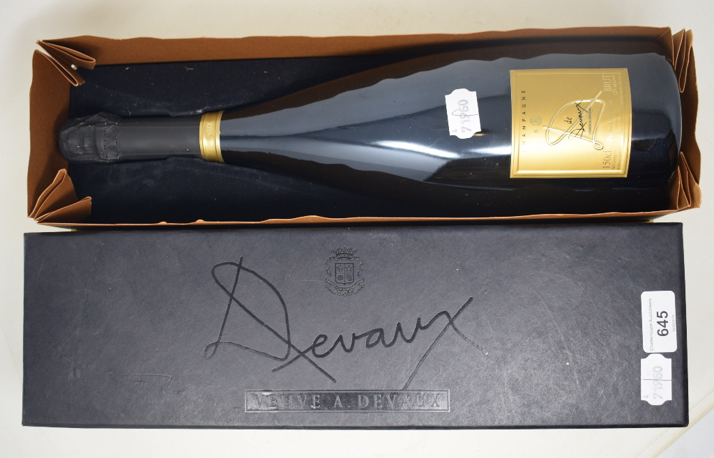 A magnum of Devaux champagne, NV, cased No barcode on the reverse.