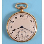 A gold Leroy open face pocket watch, initialled, the silvered dial signed initial L Leroy & Cie,