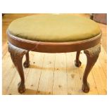 A mahogany stool, on cabriole legs, 70 cm wide
