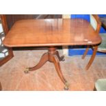 A Victorian mahogany loo table, with a rectangular top, 107.5 cm wide