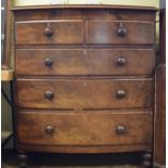 A Victorian bow front mahogany chest, of five drawers, 112 cm wide