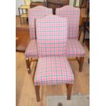 A set of eight high backed dining chairs, with check upholstery (8)