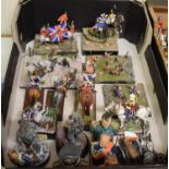 A collection of modern hand painted lead military figures, including mounted cavalry, cavalry