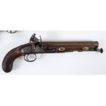 A late 18th/early 19th century flintlock pistol, indistinctly signed, with an octagonal barrel, 37