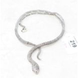 A silver and marcasite snake necklace Report by RB Modern