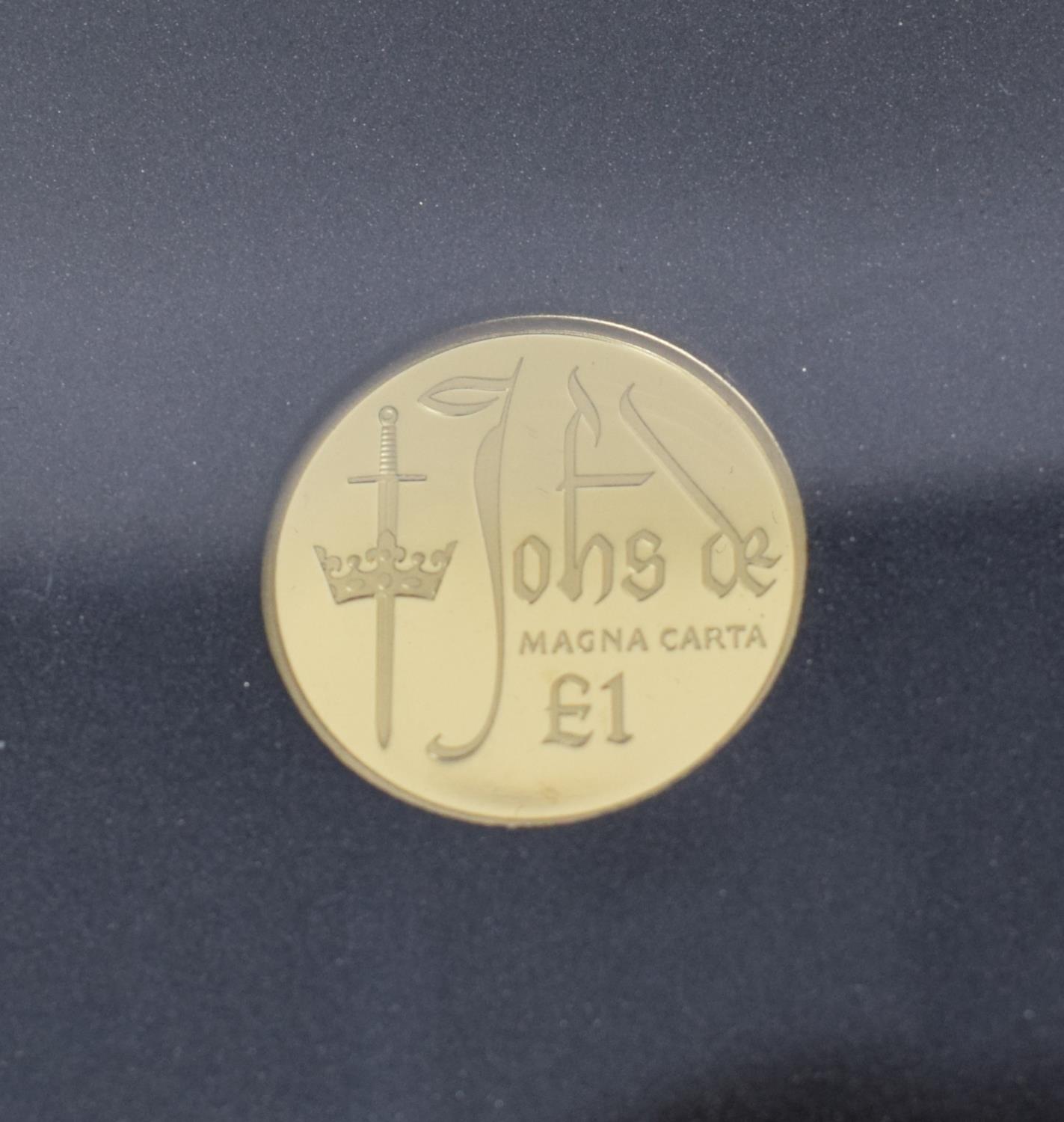 A Magna Carta 800th Anniversary gold proof £1 coin, boxed with certificate - Image 2 of 2