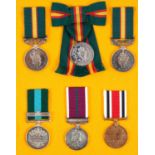Six specimen medals, all to the Ulster Defence Regiment, comprising two UDR Service Medals, a UDR