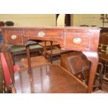 A mahogany lowboy, with three frieze drawers, on cabriole legs, 103 cm wide, a bureau, an