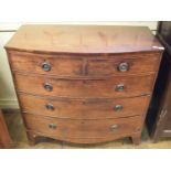 A 19th century bow front mahogany chest, of five drawers, 104 cm wide
