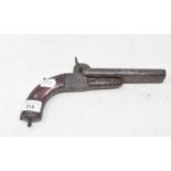 A 19th century rim fire double barrel pistol, 27 cm long