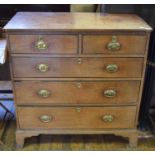 A 19th century oak chest, of five drawers, with cable inlay decoration, 102 cm wide Report by RB