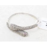 A silver and marcasite snake bangle Report by RB Modern