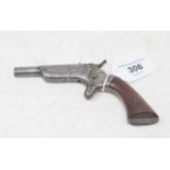 A 19th century E Allen & Co, Worcester, Mass single shot pistol, with a side swing barrel, named and