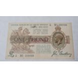 A United Kingdom King George V Fisher £1 banknote, E69 No 168899 Report by RB Folded, some ink marks