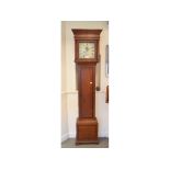 An automata longcase clock, the 28 cm wide painted dial signed J. Keys, Exeter, with Roman numerals,