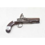 A late 18th/early 19th century flintlock pistol, signed Thomson (?), with an octagonal barrel, 22 cm