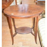 An Edwardian inlaid mahogany oval occasional table, and a mirror (2)