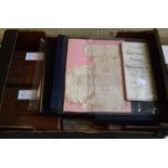 Assorted stamps, including Japan and Russia, assorted cigarette cards, indentures, ephemera and