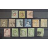 A group of Switzerland stamps, a used group on card with first issue 5Rp, 10Rp and fifteen Rp, and