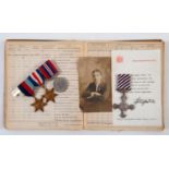 A group of four medals, awarded to Flight Lieutenant Arthur Slinn, comprising a DFC (1945), a 1939-