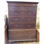 A George III style mahogany chest on chest, the moulded and Greek key cornice above two short and