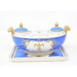 A Limoges porcelain inkstand, with gilt decoration, 20 cm wide, other ceramics, glass, a Japanese
