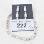 A silver and opal line bracelet, with matching earrings (2) Report by RB Modern