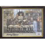 A print of the England 1966 World Cup winning team, signed in marker pen by Nobby Stiles, 33 cm wide
